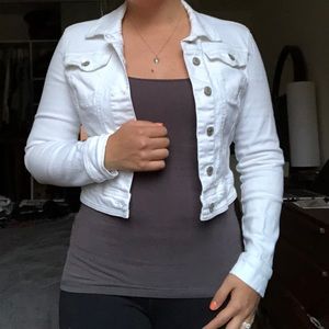 Cropped white jean jacket